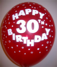 30th Birthday Party Favors on Printed  Happy 30th Birthday  Assorted Colours 12  Bag Of 25  Suitable