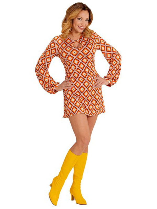 Groovy 70's Lady Retro Dress - Rhombus - Novelties (Parties) Direct Ltd