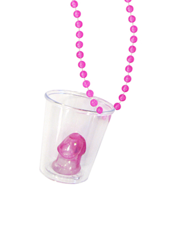 Bright Pink Shot Glass on Beads 