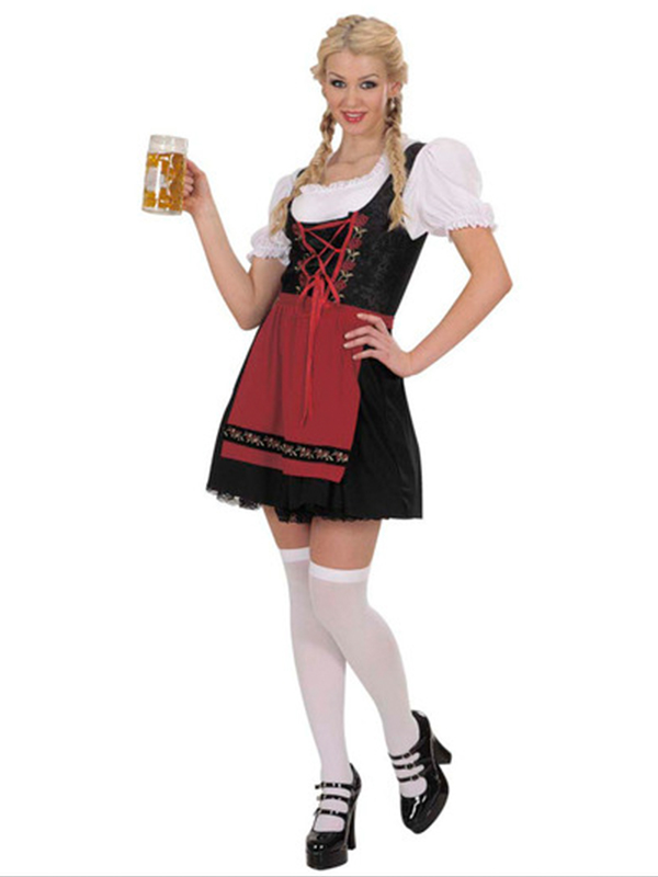 Dirndl Beer Spotted Beer Girl Costume for Women Lady Oktoberfest Beer Maid ...