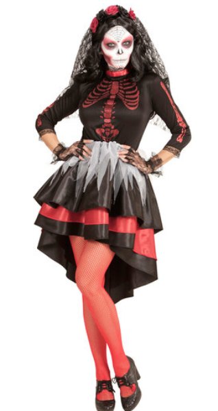 Day of the Dead Ladies Costume 1234 - Novelties (Parties) Direct Ltd