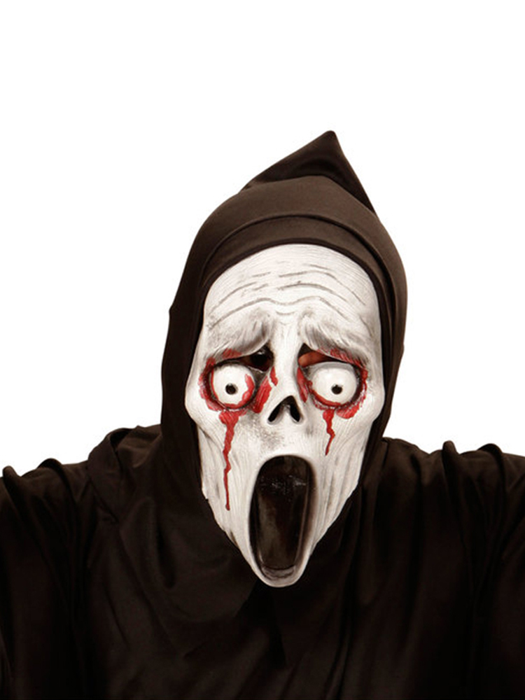 Bleeding Eyes Screaming Ghost Hooded Mask - Child  * 1 only in stock *