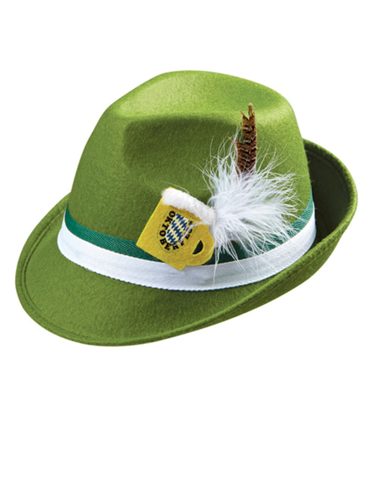 Bavarian Oktoberfest Green Fedora Hat