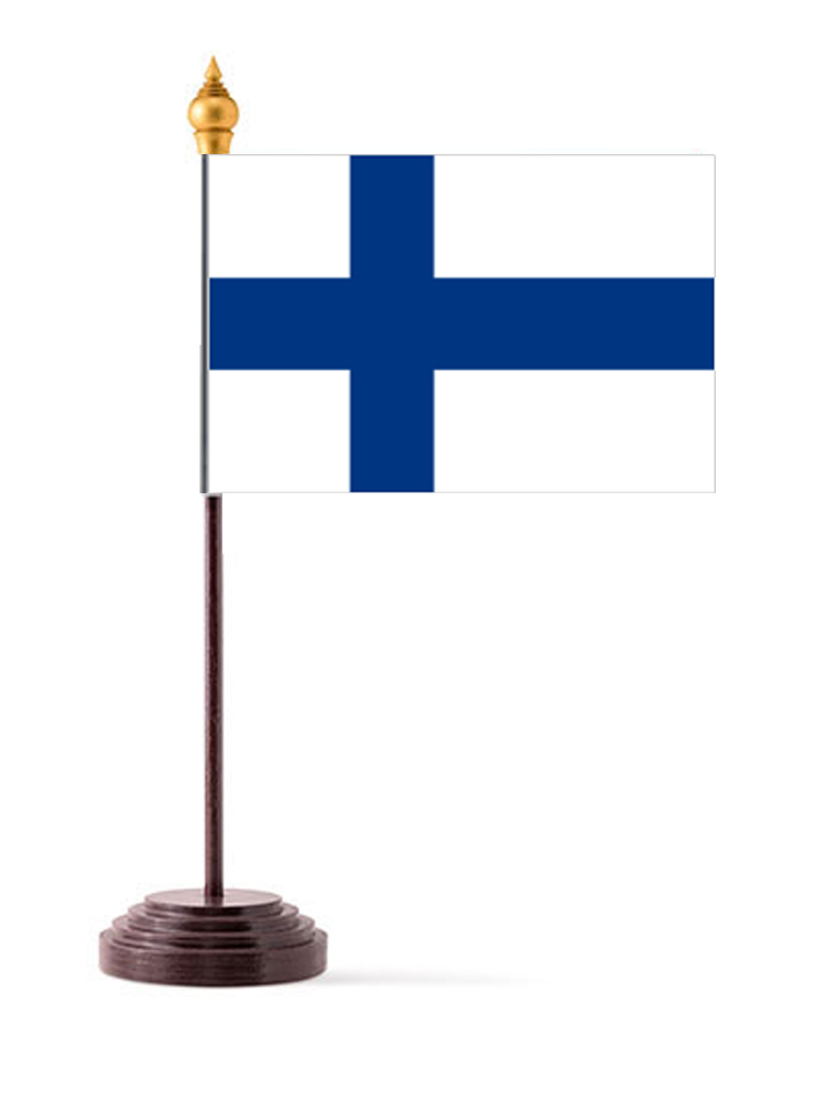 Finland Table Flag with Stick and Base