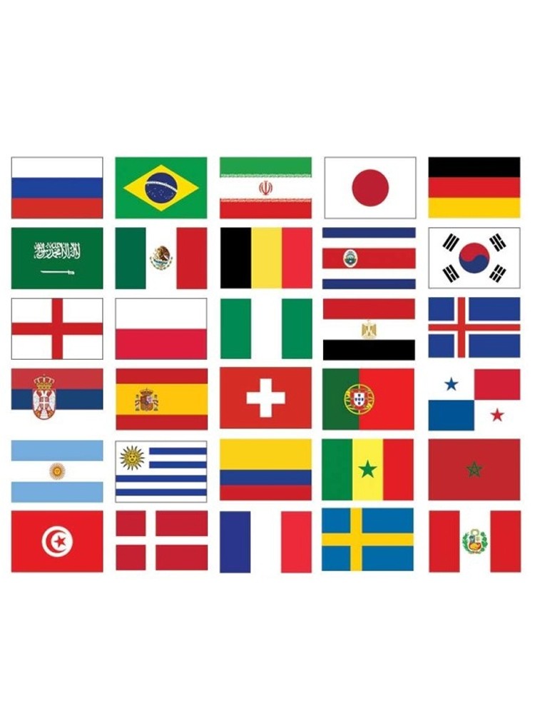 32 Nations Football World Cup 2018 Flag Pack (5ft x 3ft)