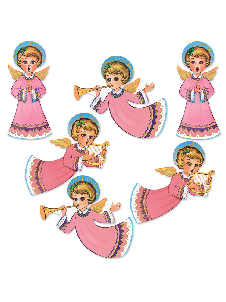 Vintage Christmas Glittered Angel Cutouts