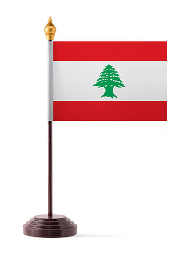 Lebanon Table Flag with Stick and Base