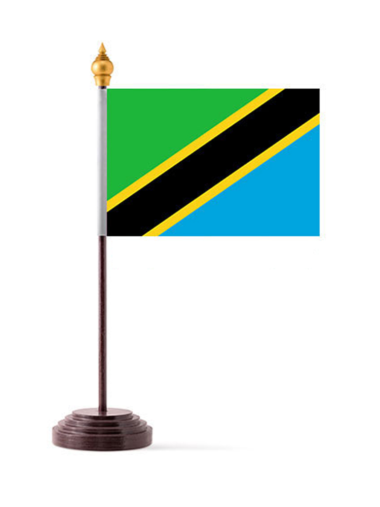 Tanzania Table Flag with Stick and Base