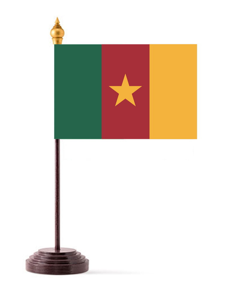 Cameroon Table Flag with Base and Stick
