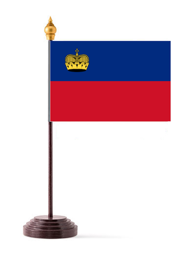 Liechtenstein Table Flag with Stick and Base