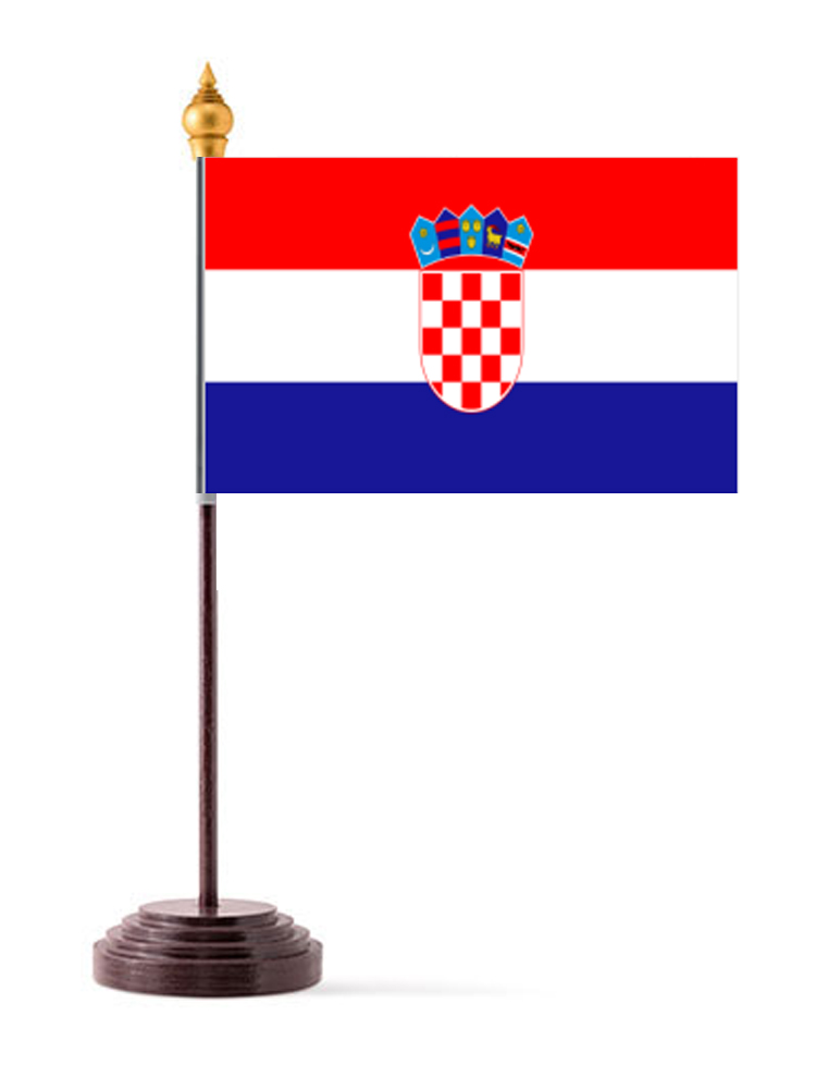 Croatia Table Flag with Stick and Base