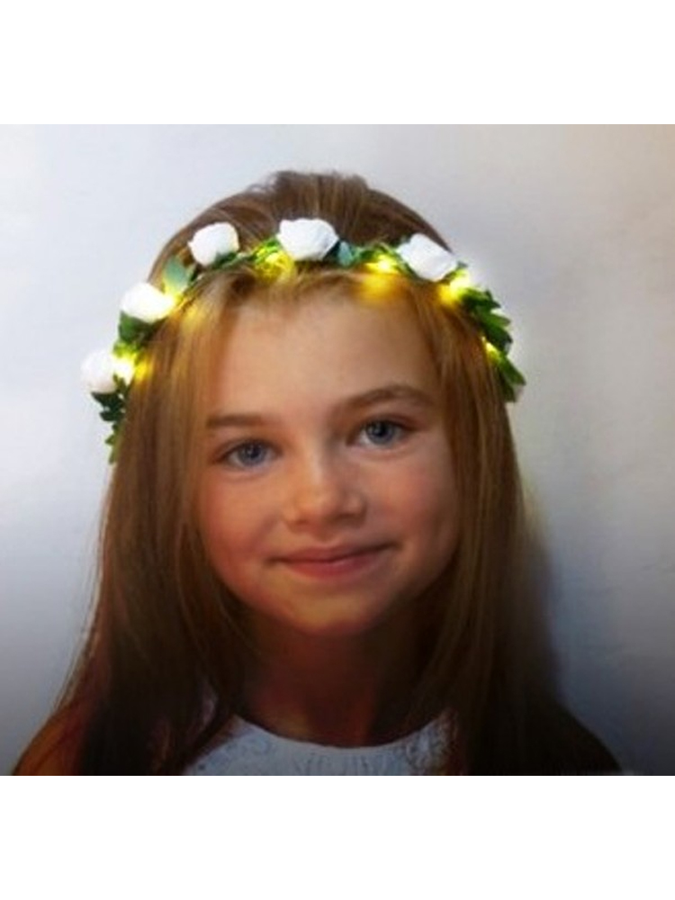 LED Light Up Flower Garland Headband Multi Coloured 