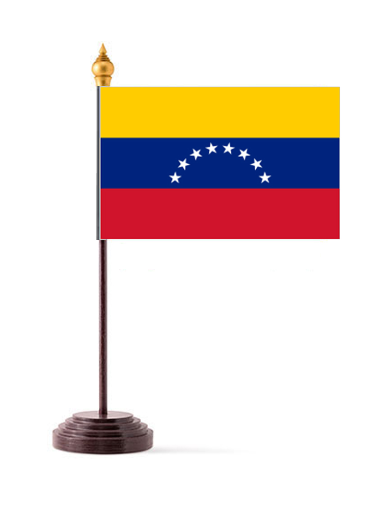 Venezuela Table Flag with Stick & Base