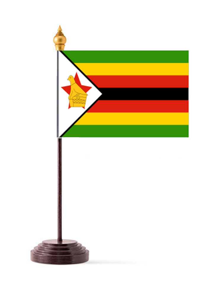 Zimbabwe Table Flag with Stick and Base