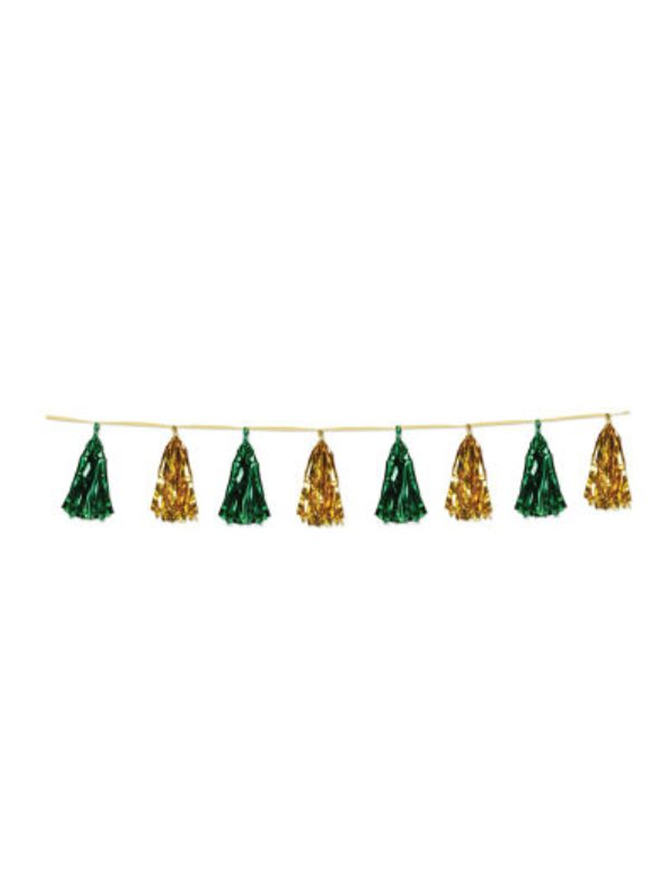 Gold and Green Metallic Tassel Garland 