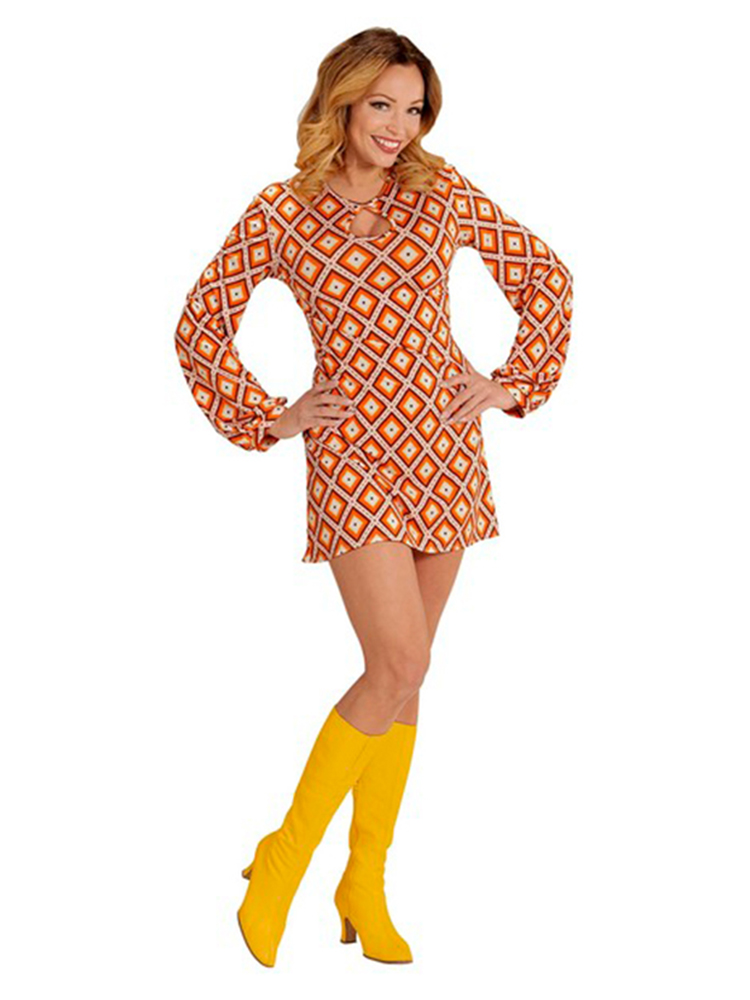 Groovy 70's Lady Retro Dress - Rhombus - Novelties (Parties) Direct Ltd