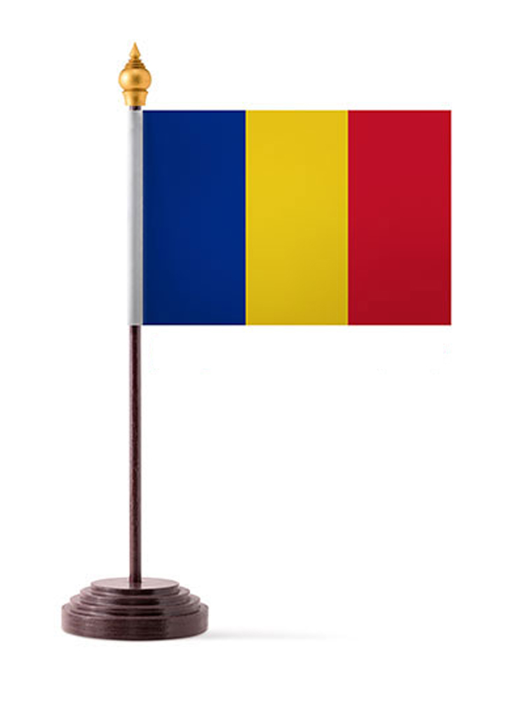 Romania Table Flag with Stick and Base