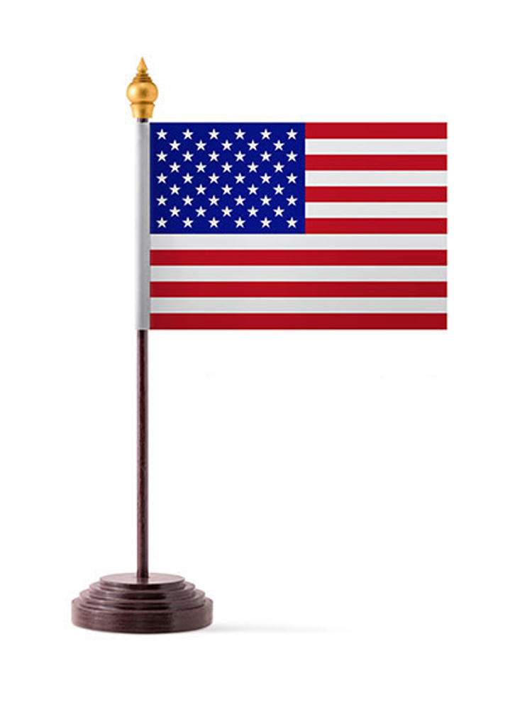 USA Table Flag with Stick and Base