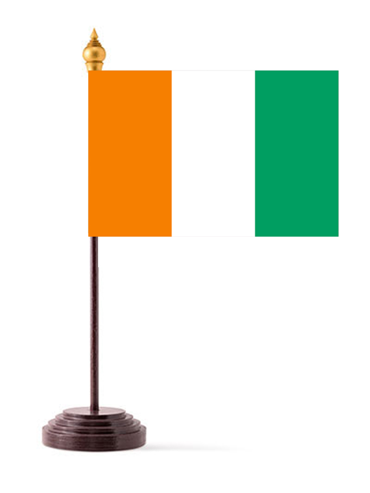 Ivory Coast Table Flag with Stick and Base