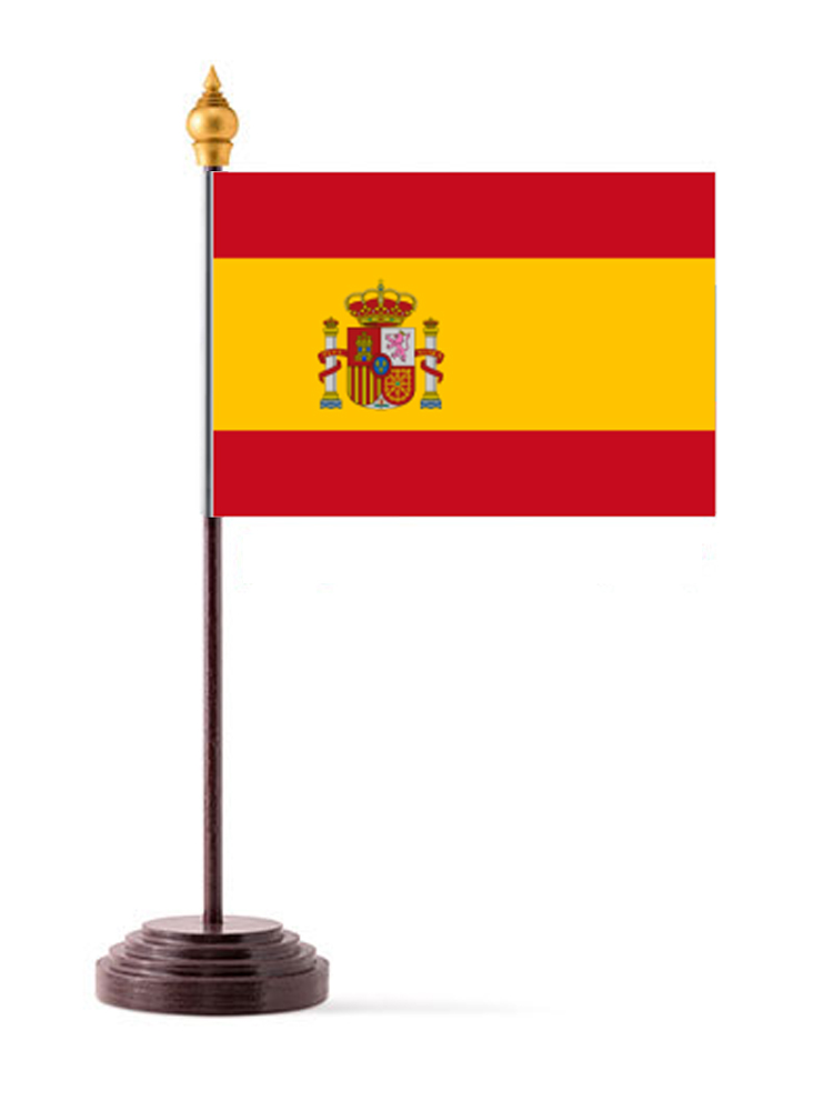 Spain Table Flag with Stick and Base