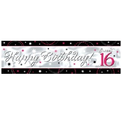  Sweet 16 Sparkle Banner Metallic 