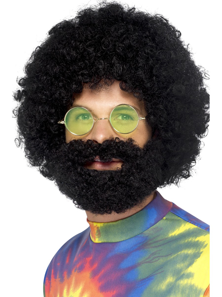 Groovy Dude Afro Wig and Beard,Black