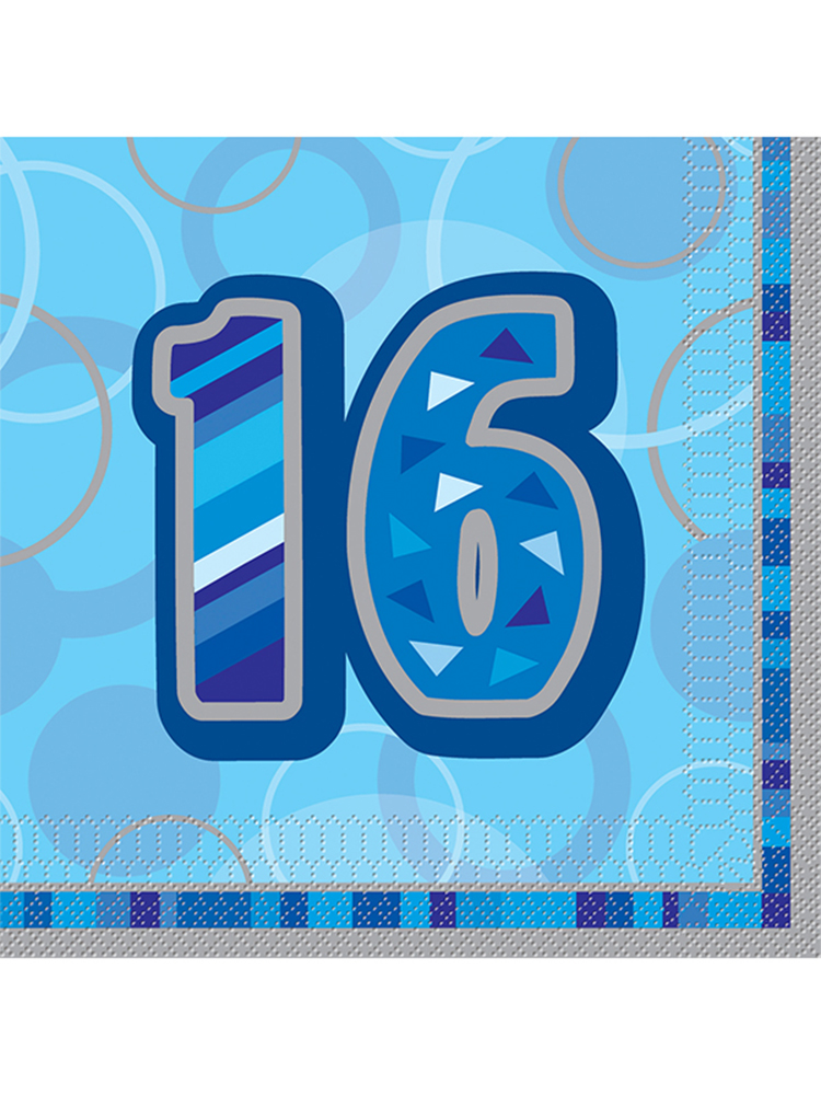 Birthday Glitz Blue - 16th Birthday - Luncheon Napkins