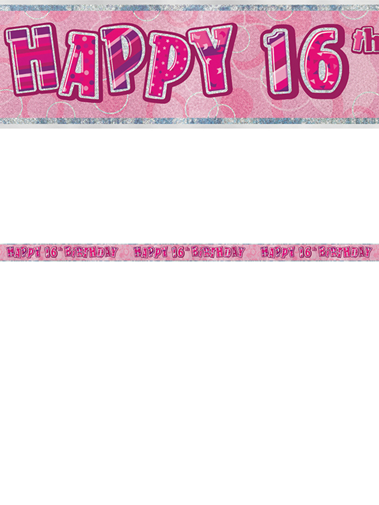 Birthday Glitz Pink 16th Birthday Prism Banner