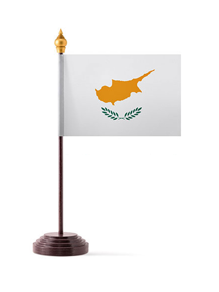 Cyprus Table Flag with Stick and Base