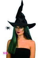 Witch's Hat Black Velour With Hanging Spider