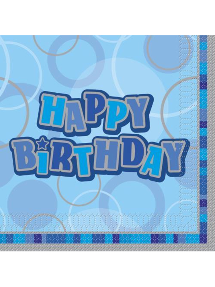Birthday Glitz Blue - Happy Birthday - Luncheon Napkins