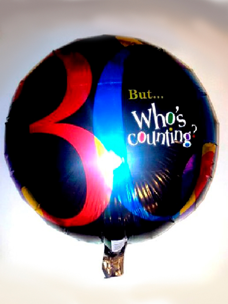 Foil Balloon 30th Black Multi Coloured 