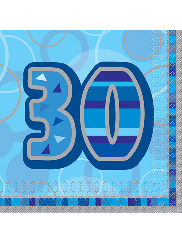 Birthday Glitz Blue - 30th Birthday - Luncheon Napkins