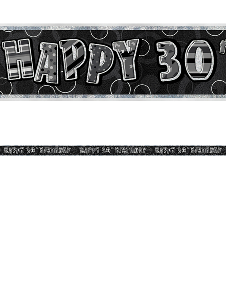 Birthday Glitz Black & Silver 30th Birthday Prism Banner