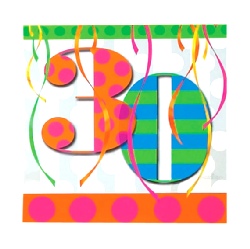 30th Balloon Bright Birthday Party Napkins