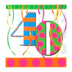 40th Balloon Bright Birthday Party Napkins 