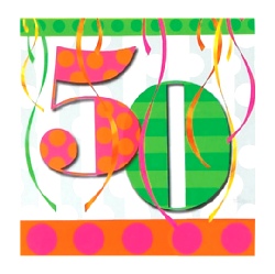 50th Balloon Bright Birthday Party Napkins 