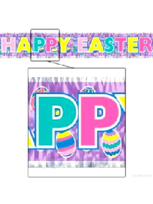 Happy Easter Banner Metallic Fringe