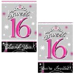 Sweet 16 Sparkle 10 Invitations and 10 Thank You Cards