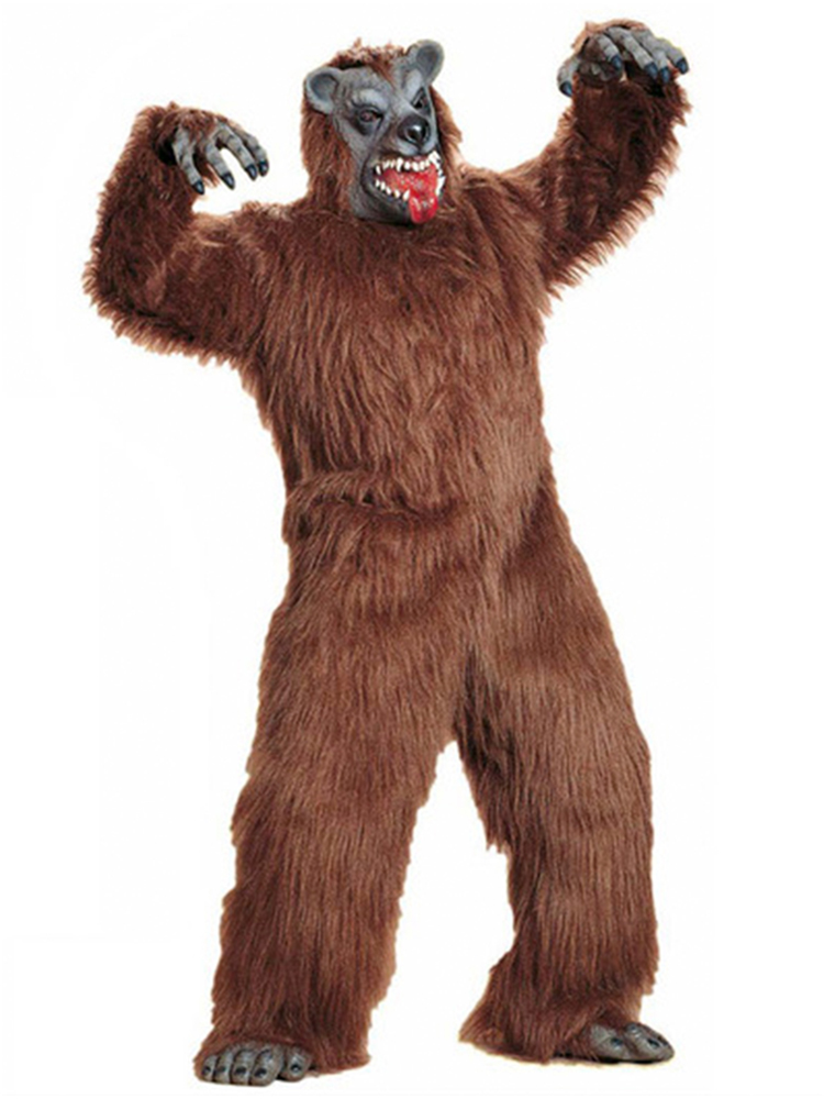 Adults Brown Bear Jungle Animal Wild Carnival Fancy Dress Costume Outfit Mask 