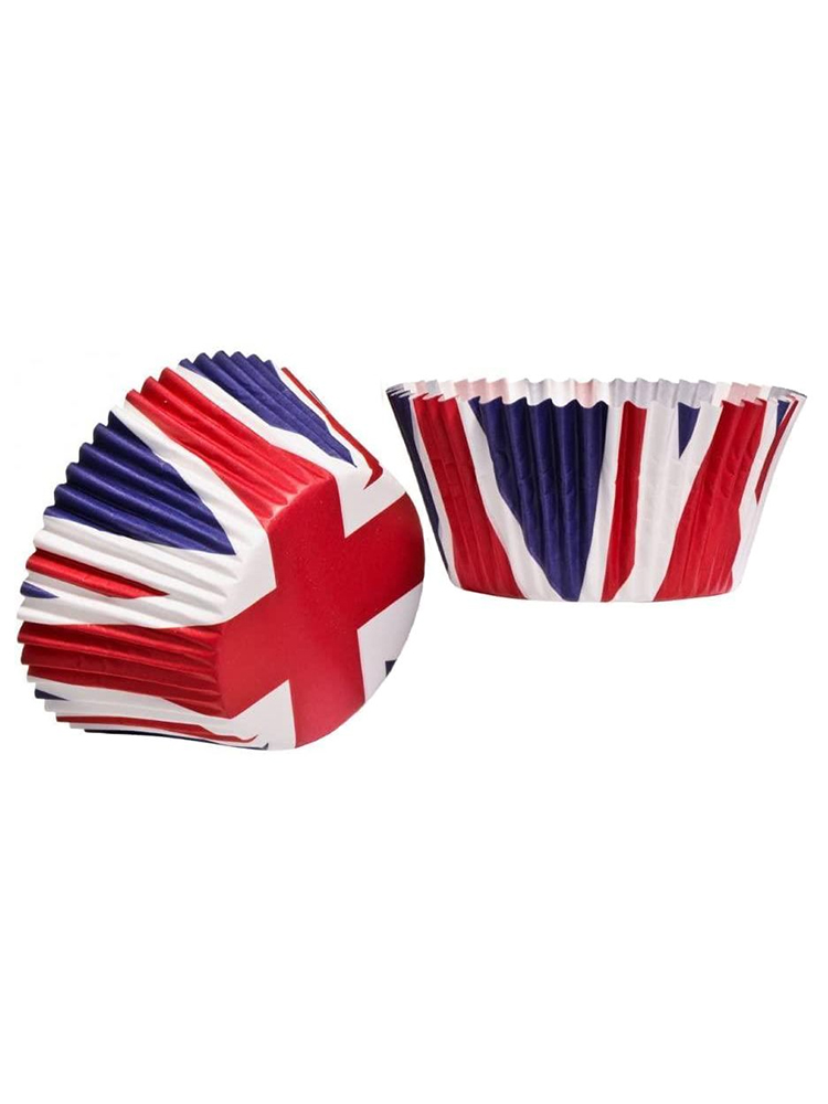 50Pcs Union Jack Cup Cake Cases - (8cm in diameter and 3cm deep)