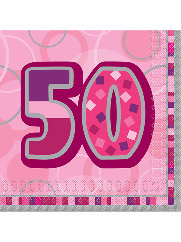 Birthday Glitz Pink - 50th Birthday - Luncheon Napkins 
