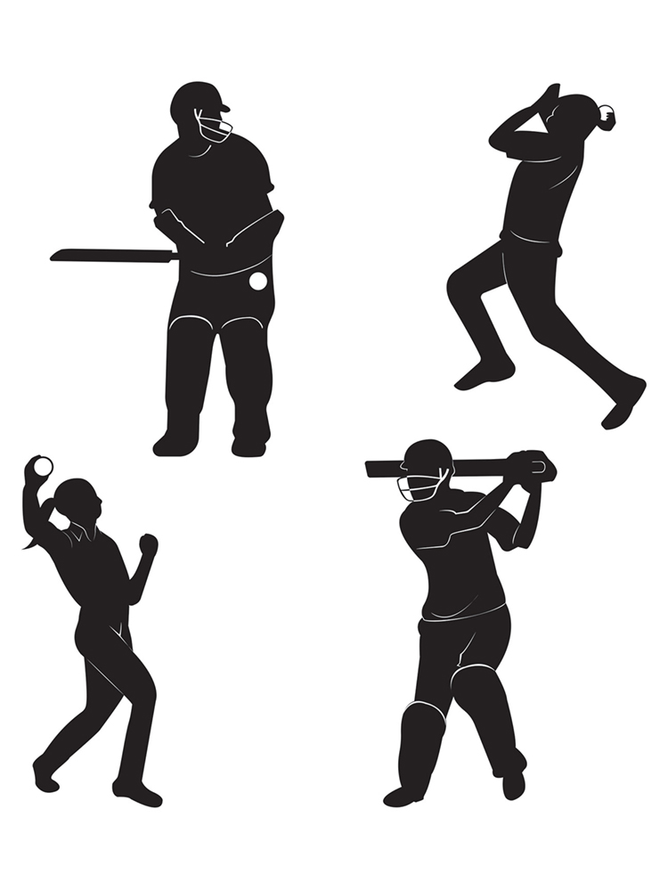 Cricket Player Silhouettes