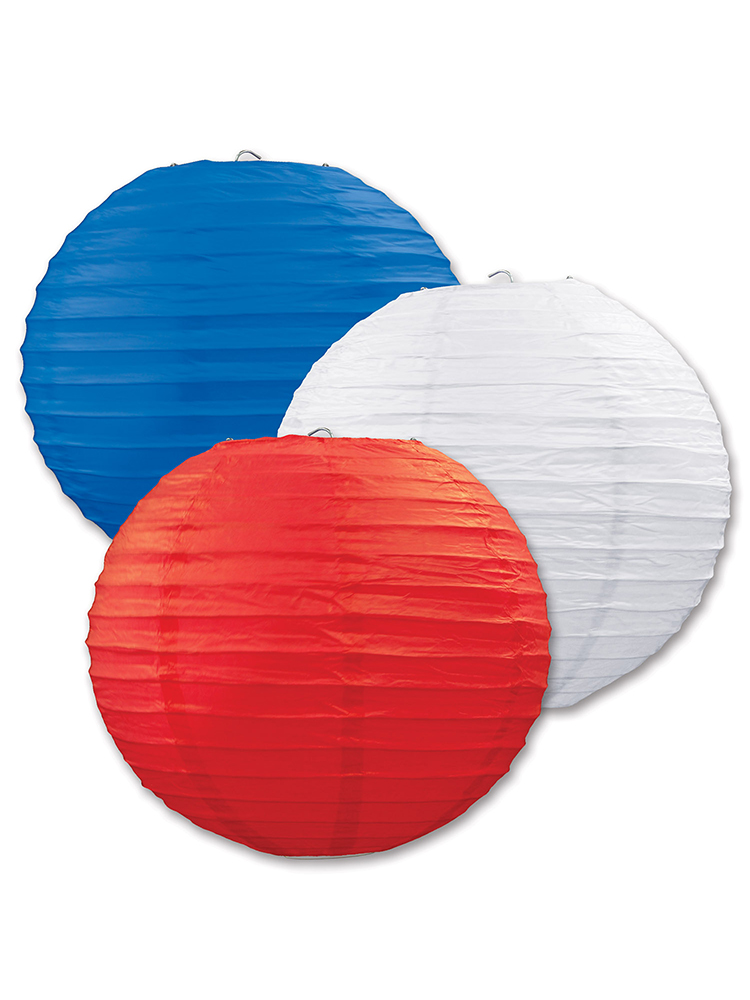 Paper Lanterns (Pack Of 3) - Red, White & Blue