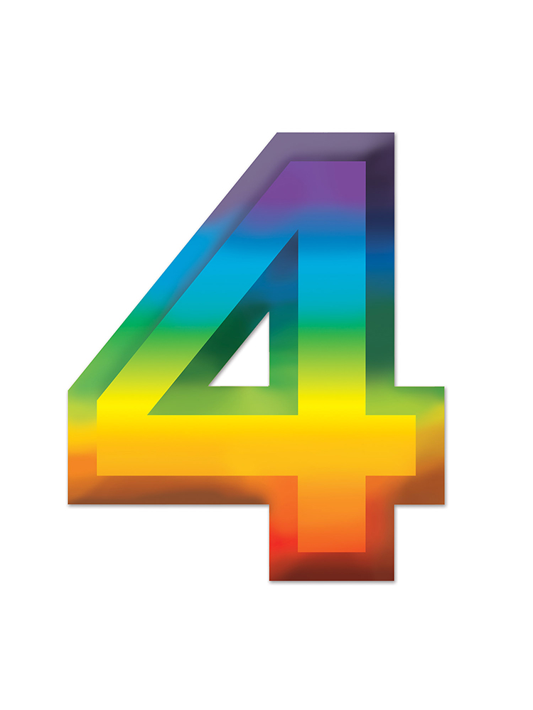 Multi-Color Plastic 3-D Number  4 