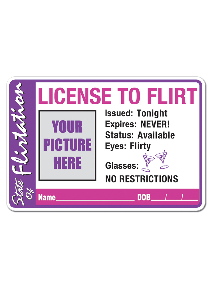 License To Flirt Button 2" x 3-3/8"