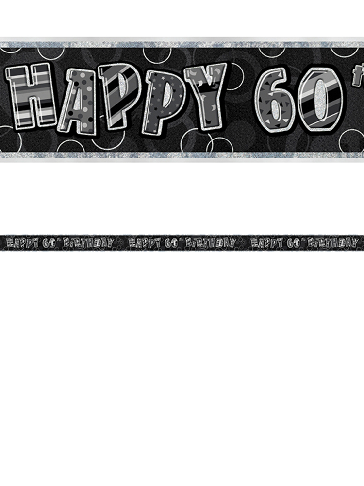 Birthday Glitz Black & Silver 60th Birthday Prism Banner