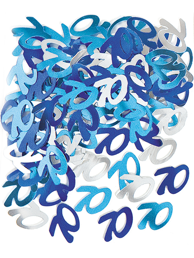 Birthday Glitz Blue - 70th Birthday Confetti