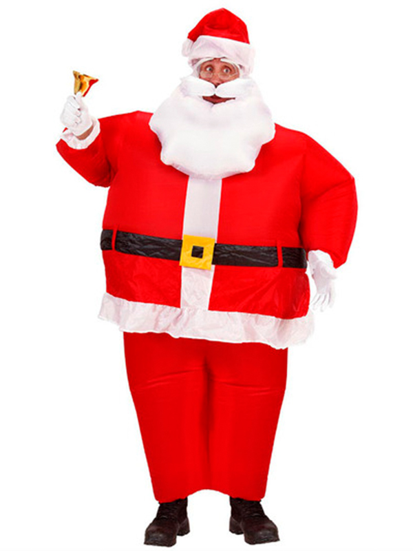 Inflatable Christmas Santa Claus Suit Unisex Adult Fancy Cosplay Party Costume with Beard and Hat Funny Blow Up Christmas Costumes Suit 