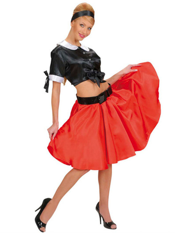 RED SATIN SKIRTS W/SEWN-IN PETTICOAT